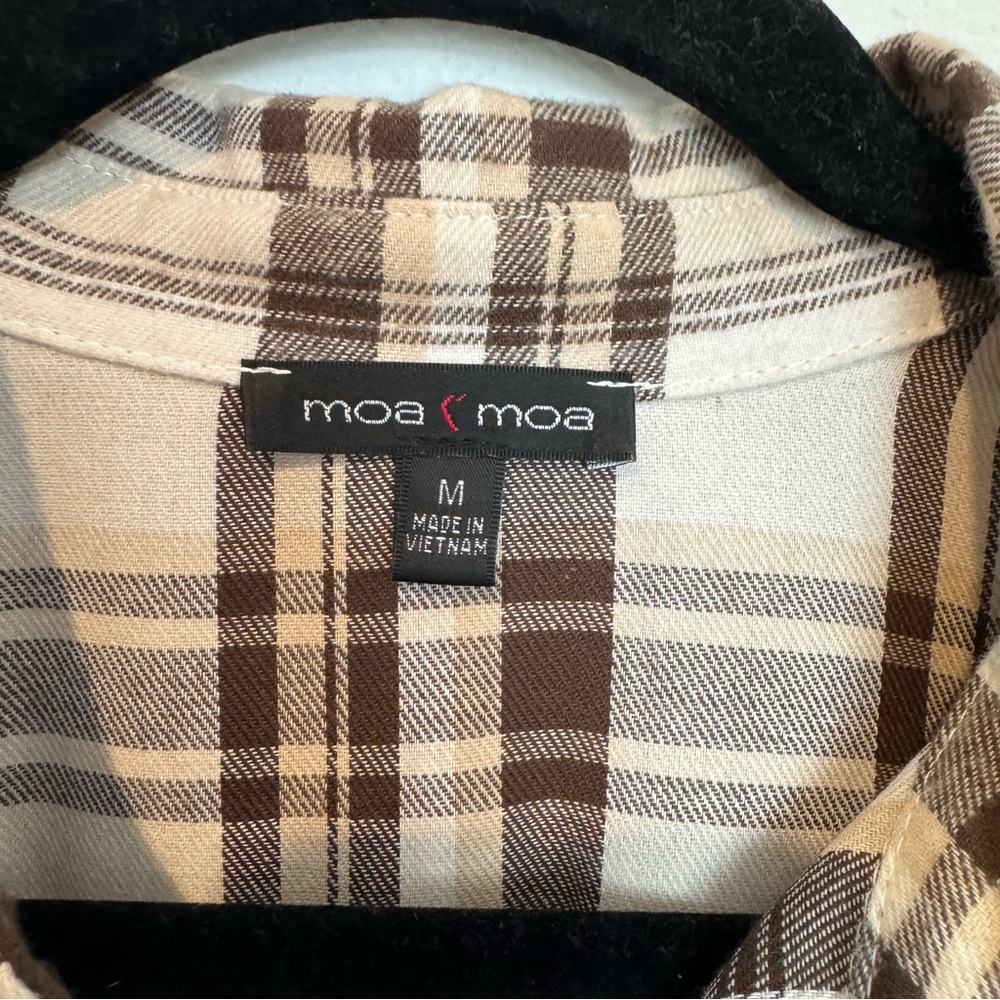 Moa Moa Brown Plaid Long Sleeve Cropped Shirt - Picture 5 of 6